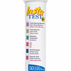 Insta-test 6. 50 Tirillas. Cloro libre, alcalinidad, cloro total, pH, dureza y ácido cianúrico